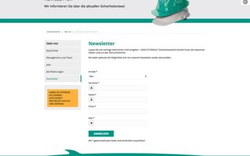 HEALTH CONSULT Sicherheitstechnik Newsletterformular