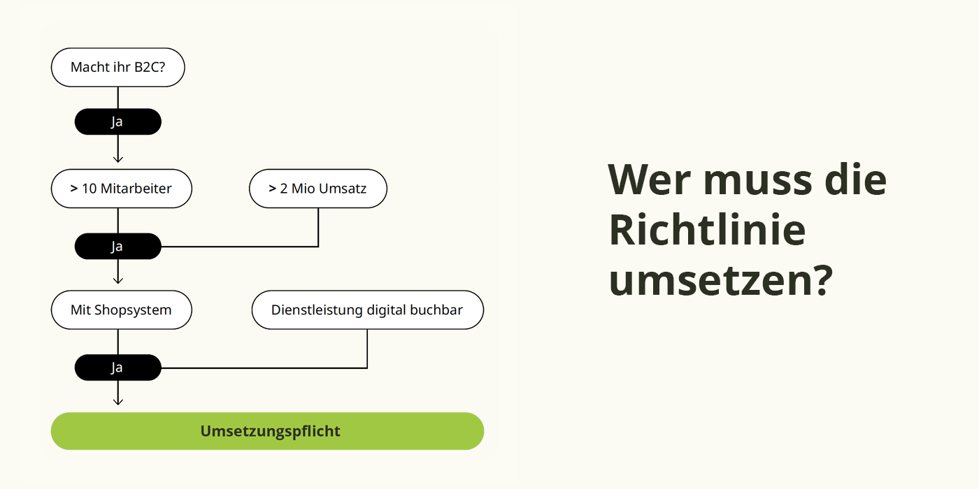 Entscheidungsbaum für die Umsetzung der Barrierefreiheit: Wer muss die Richtlinie umsetzen?